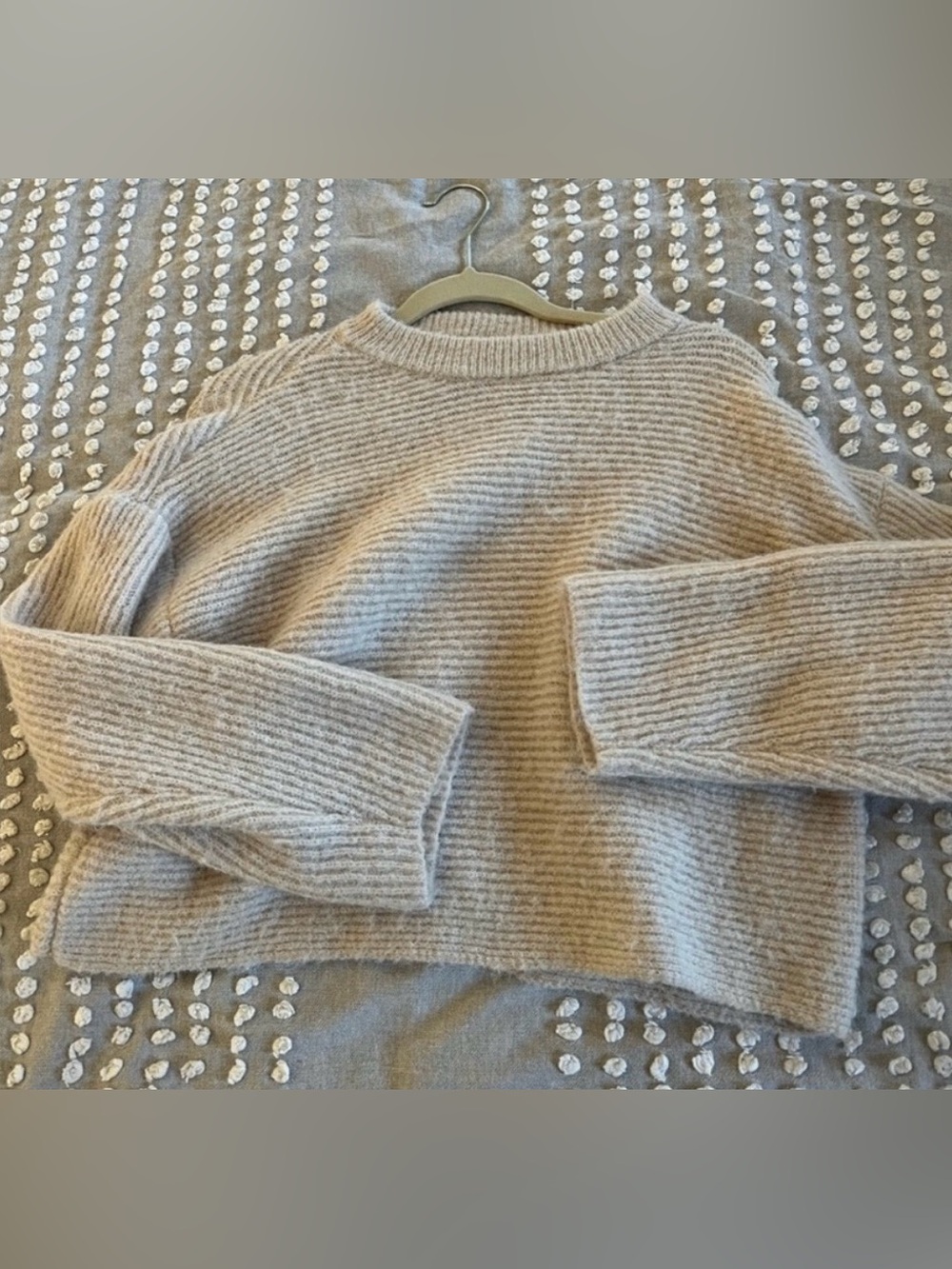 Bershka Ribbed Crewneck Sweater - Light Taupe